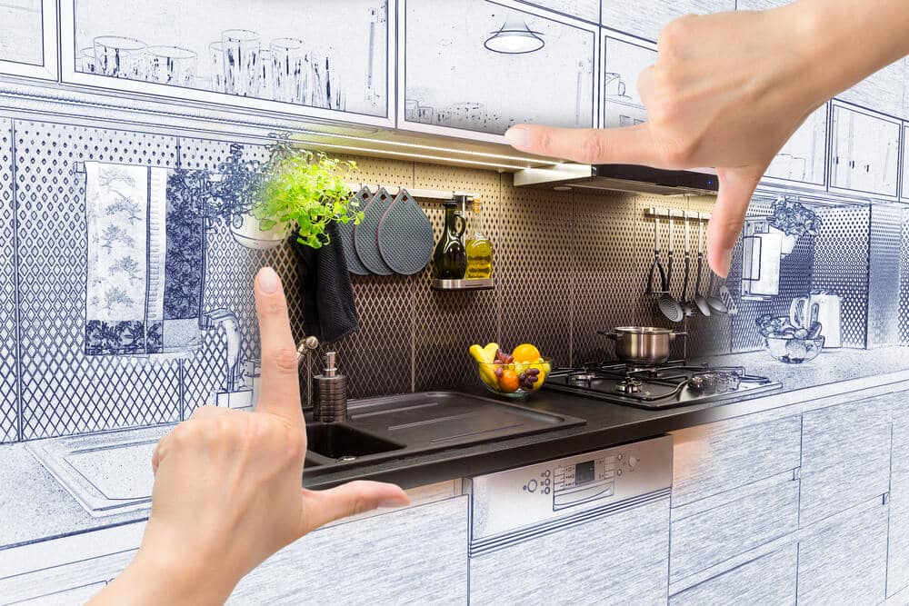 A worktop fitted in a compact kitchen